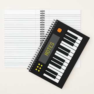 Black Music Keyboard Journal Spiral Notebook