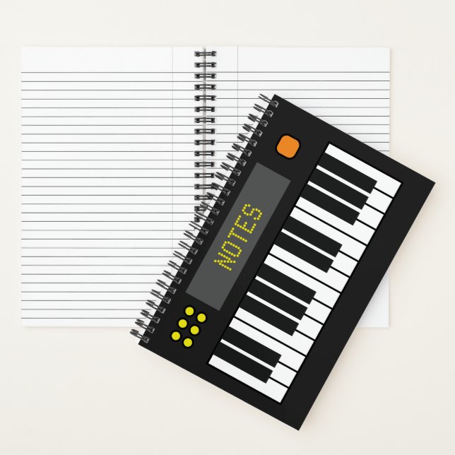 Black Music Keyboard Journal Spiral Notebook (Inside)
