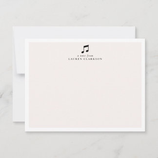 Black Music Note Minimalist Note Card