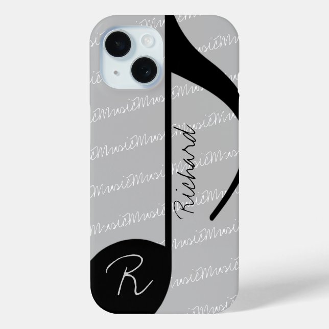 Black Music Note with custom name Case-Mate iPhone Case (Back)