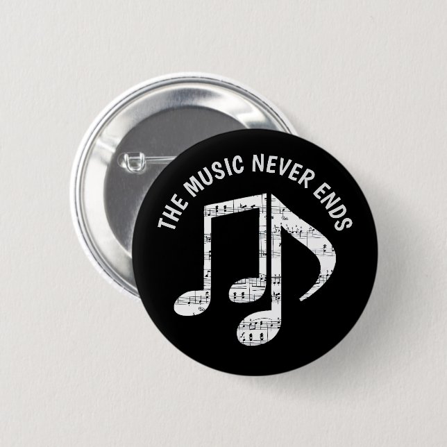 Black Music Notes 6 Cm Round Badge (Front & Back)