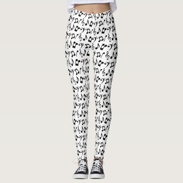 Black Music Notes Leggings (Front)