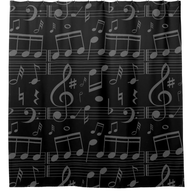 black music notes musician musical score shower curtain (Front)