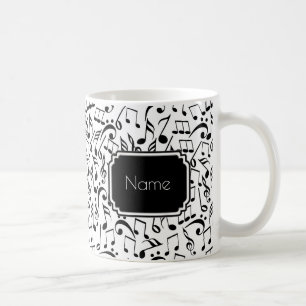 Black Music Notes on White Personalised Mug