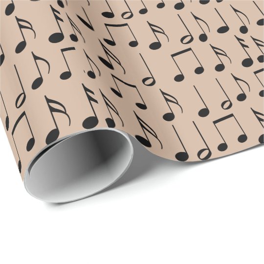Black Music Notes Pattern Wrapping Paper Zazzle.co.uk
