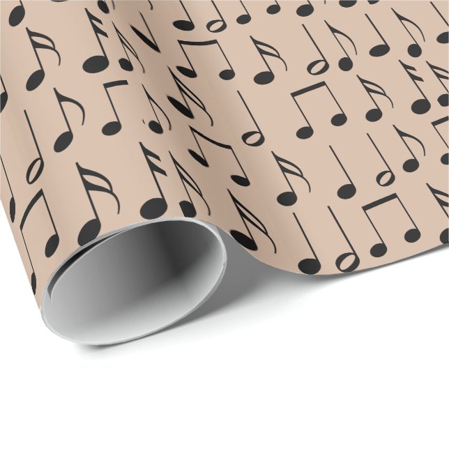 Black Music Notes Pattern Wrapping Paper (Roll Corner)