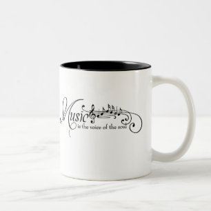 Black Music Notes Staff Calligraphy Two-Tone Coffee Mug