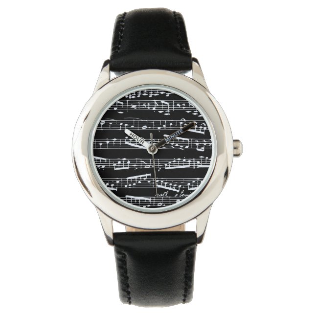Black music notes watch (Front)