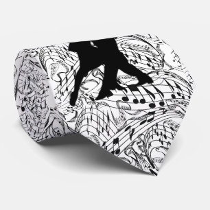 BLACK MUSIC NOTES WITH DANCING COUPLE TIE