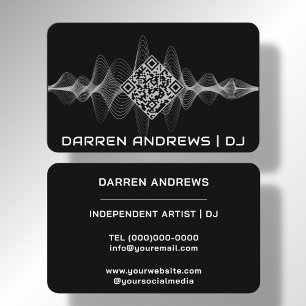 Black   Music QR Code Soundwave  Business Card