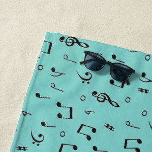 Black Musical Beach Towel