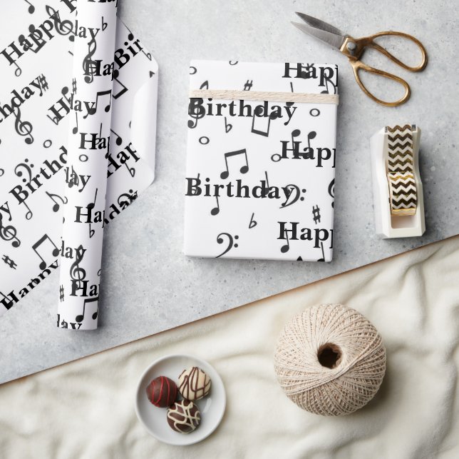 Black Musical Happy Birthday Wrapping Paper (Crafts)