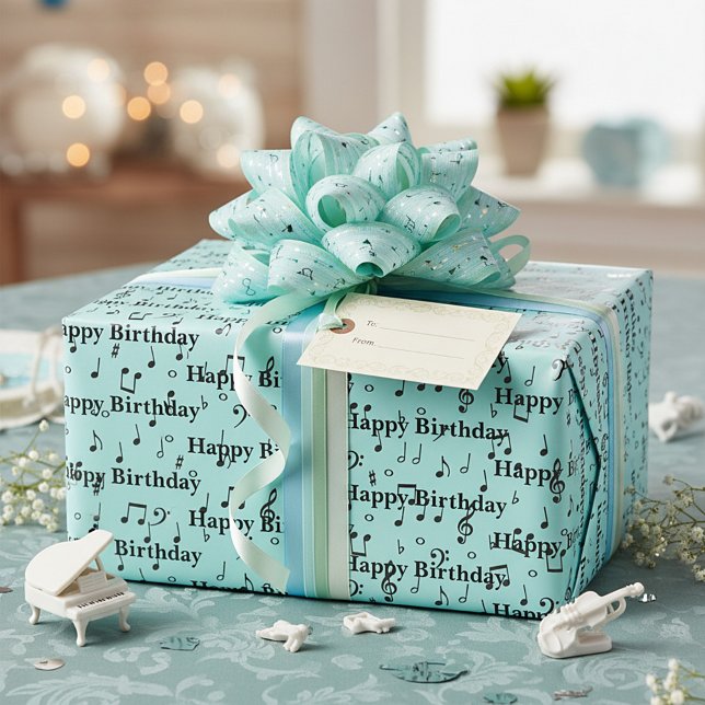 Black Musical Happy Birthday Wrapping Paper (Creator Uploaded)
