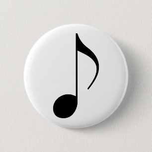 black musical-note 6 cm round badge