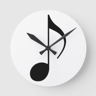 black musical-note round clock