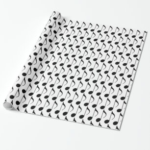 black musical-note wrapping paper