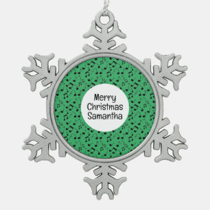 Black Musical Notes Design Snowflake Ornament