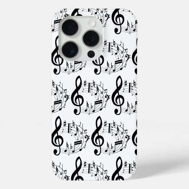 Black Musical Notes in Oval Shape Pattern Case-Mate iPhone Case (Back)