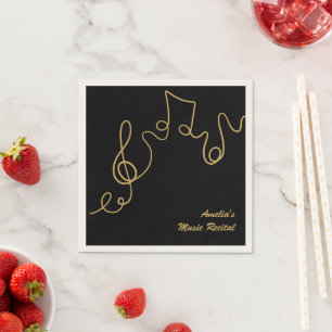Black Musical Notes Treble Clef Music Event Napkin