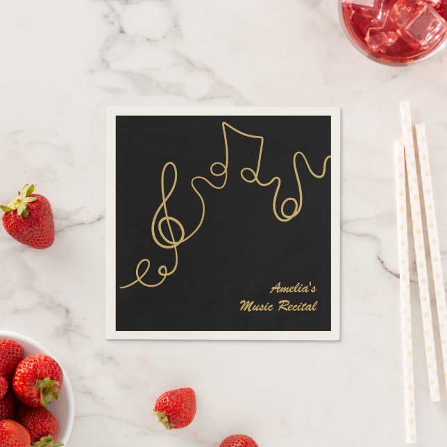 Black Musical Notes Treble Clef Music Event Napkin (Insitu)