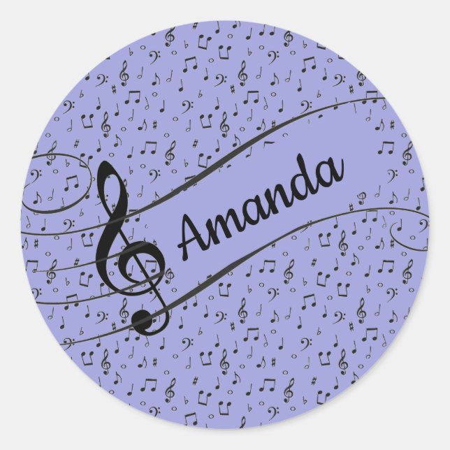 Black Musical personalised  Classic Round Sticker (Front)