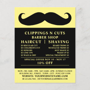 Black Mustache, Men's Barbers Advertising Flyer