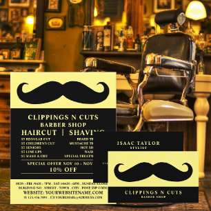Black Mustache, Men's Barbers Advertising Flyer