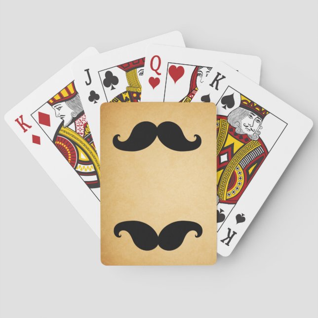 Black Mustache Printed Vintage Paper Playing Cards (Back)