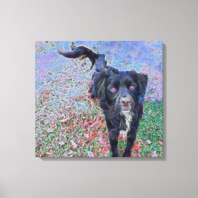 Black Mutt Digital Portrait Canvas Print (Front)