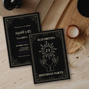 Black Mystic Astrology Star 21 Birthday  Invitation