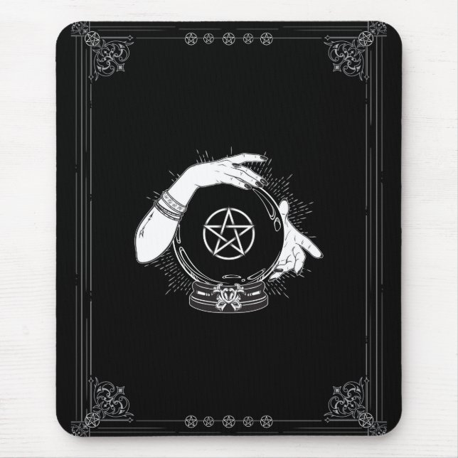 Black Mystic Fortune Teller Mystical Crystal Ball Mouse Mat (Front)