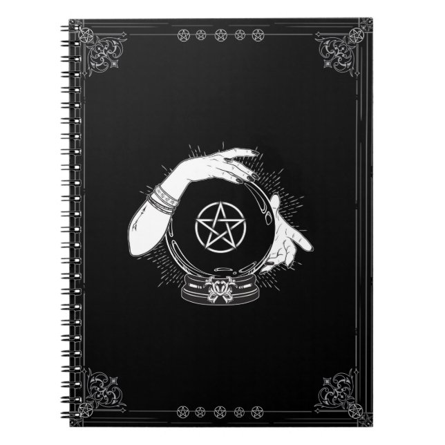 Black Mystic Fortune Teller Mystical Crystal Ball Notebook (Front)