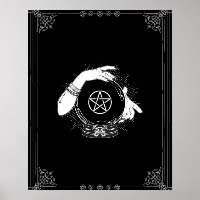 Black Mystic Fortune Teller Mystical Crystal Ball Poster (Front)