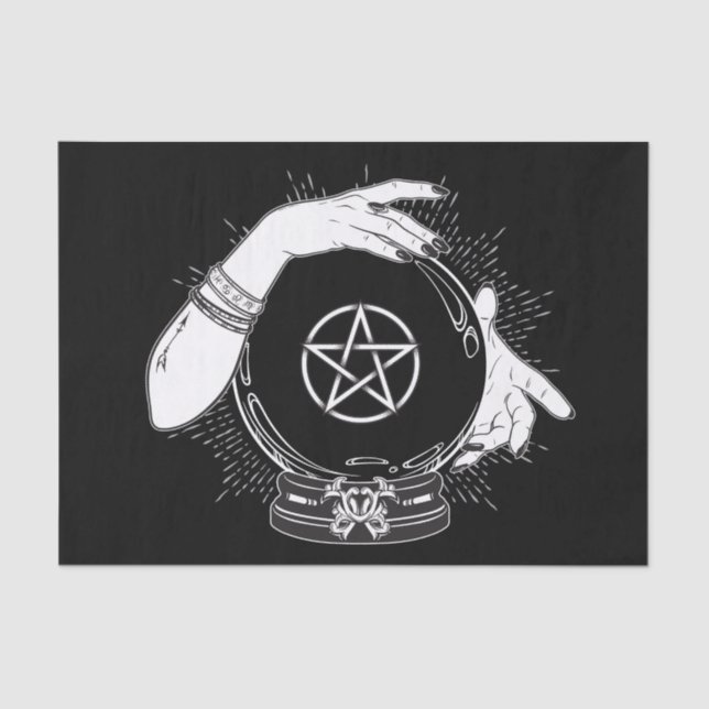 Black Mystic Fortune Teller Mystical Crystal Ball Tissue Paper (Front)