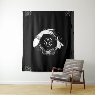 Black Mystic Fortune Teller Mystical Crystal Party Tapestry