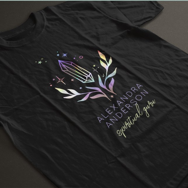 Black Mystical Holographic Spiritual Crystals  T-Shirt (Black Mystical Holographic Spiritual Crystals T-Shirt)
