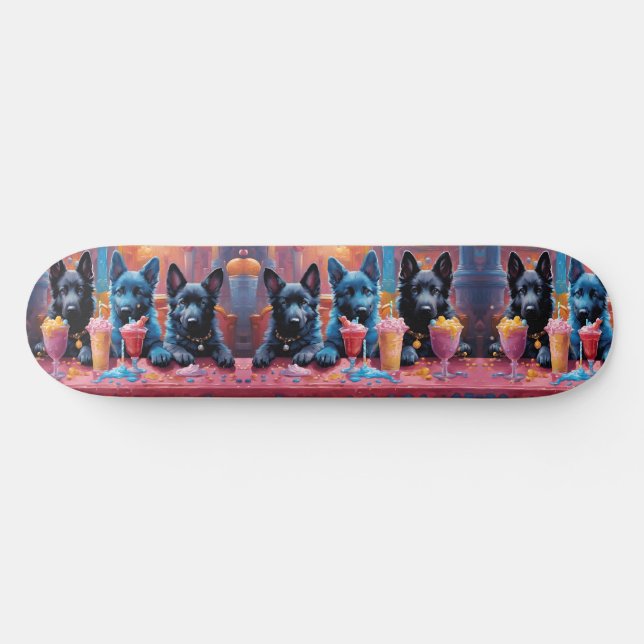 Black N Blue German Shepherd Puppies N Milkshakes Skateboard (Horz)
