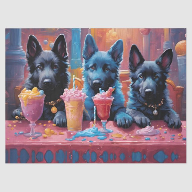Black N Blue German Shepherd Puppies N Milkshakes Tissue Paper (Front)
