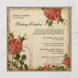 Black n Cream Vintage Eiffel Tower Couples Shower Invitation
