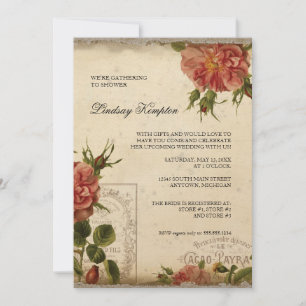 Black n Cream Vintage Eiffel Tower Couples Shower Invitation