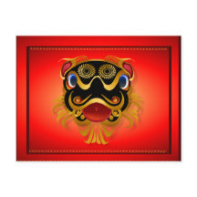 Black 'n Gold Chinese Dragon Face Postcards