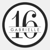 Black n White Border Birthday Favour Sticker Label