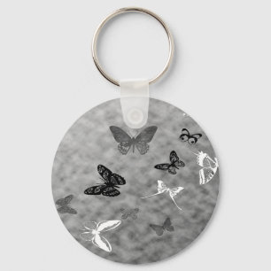 Black n White Butterflies Key Ring