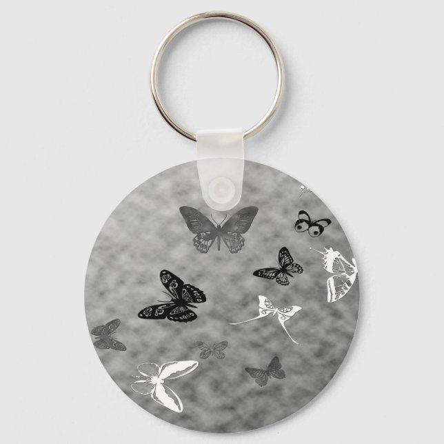 Black n White Butterflies Key Ring (Front)