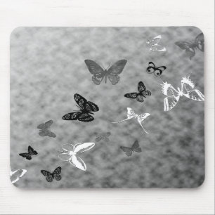 Black n White Butterflies Mouse Mat