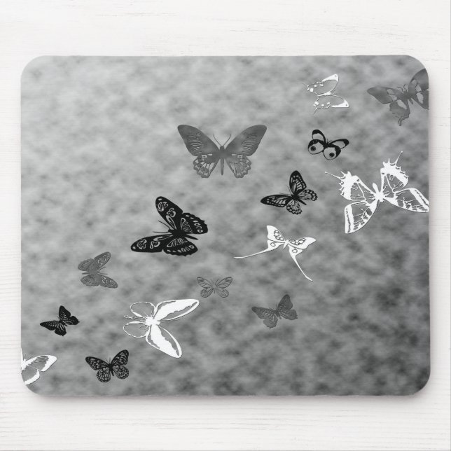 Black n White Butterflies Mouse Mat (Front)