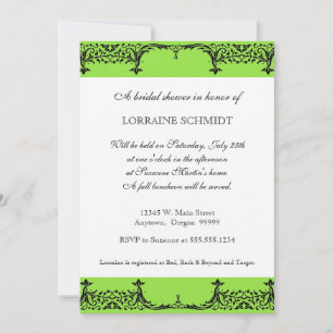 Black n White Fleur de Lis Damask Bridal Shower Invitation