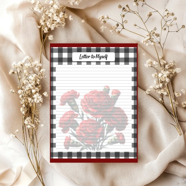 Black n White Floral Gingham_ Letter to Myself Notepad (Creator Uploaded)