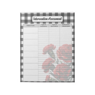 Black n White Floral_ Intervention Assessment  Notepad