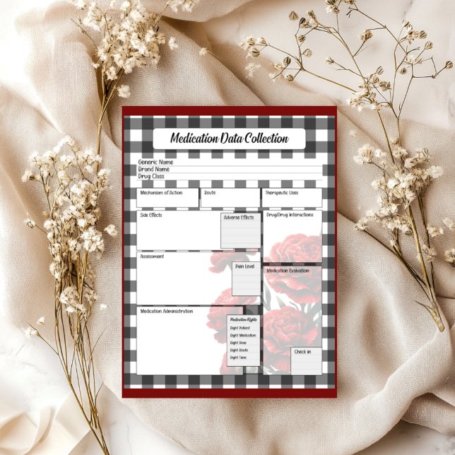 Black n White Floral _ Medication Data Collection Notepad (Creator Uploaded)